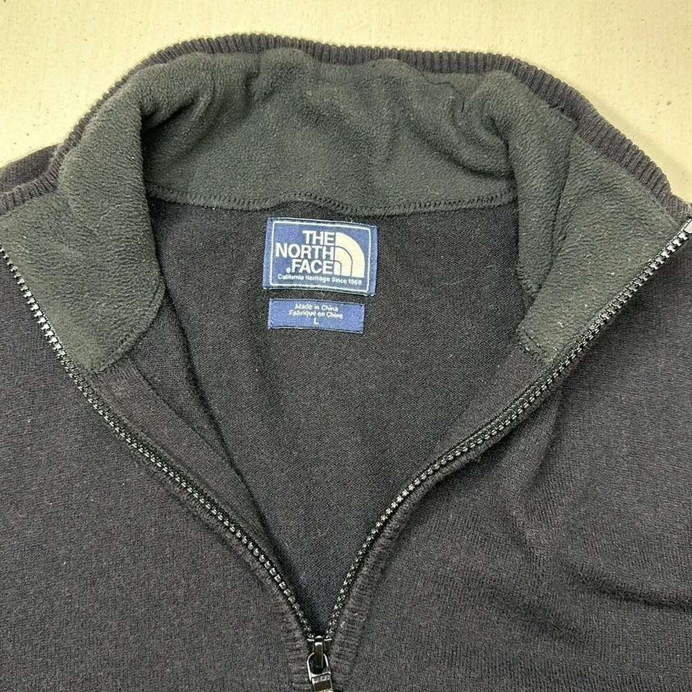 The North Face Men's Quarter Zip Wool Cotton Blend Sweater Black Size‎ Large